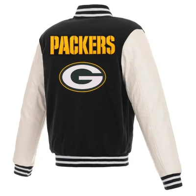 Green Bay Packers Varsity Black & White Jackets