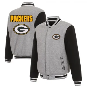 Green Bay Packers Varsity Gray & Black Wool Jacket