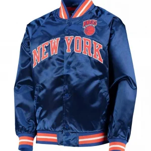 Hardwood Classics NY Knicks Blue Satin Jacket