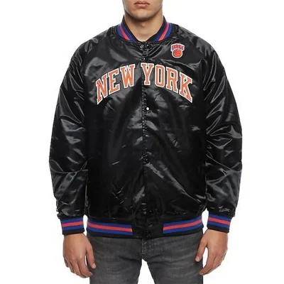 Hardwood Classics NY Knicks Satin Black Jacket