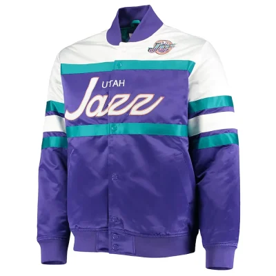 Hardwood Classics Utah Jazz Purple & White Satin Jacket