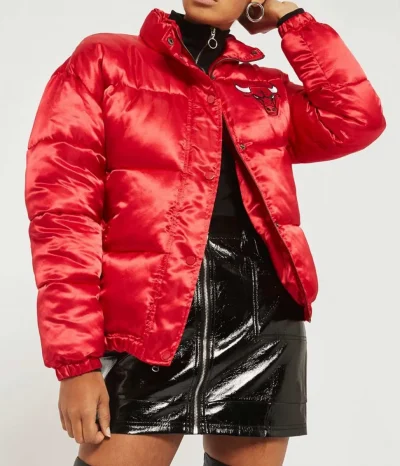 High School Chicago Bulls Red Puffer Jacket