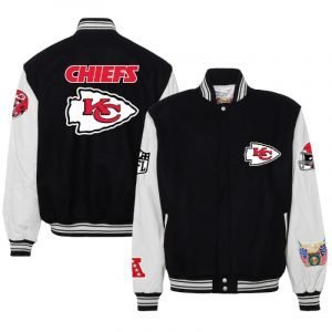 Kansas City Chiefs Jeff Hamilton Wool & Leather Black Jacket (1)