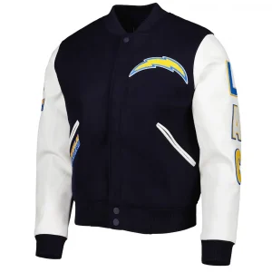 LA Chargers Logo Letterman Navy and White Jacket