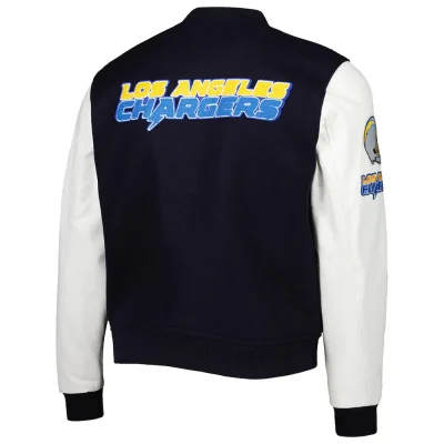 LA Chargers Logo Letterman Navy and White Jackets