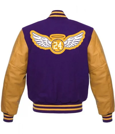 LA Lakers KB 24 Angel Purple and Yellow Varsity Jackets