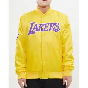 Los Angeles Lakers Big Logo Yellow Satin Jacket