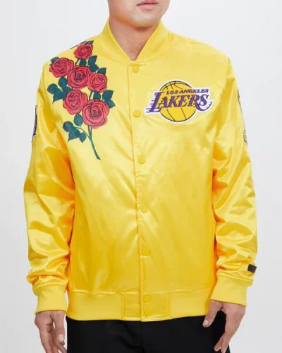 Los Angeles Lakers Rose Yellow Satin Jacket