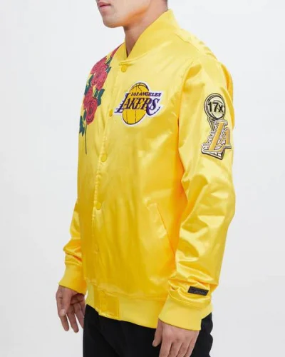 Los Angeles Lakers Rose Yellow Satin Jackets