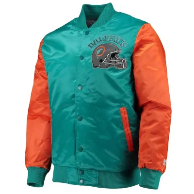 Miami Dolphins Locker Room Satin Aqua & Orange Jacket