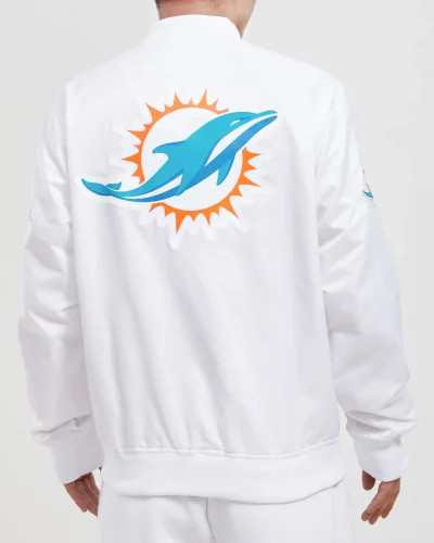 Miami Dolphins Team Big Logo White Satin Jackets