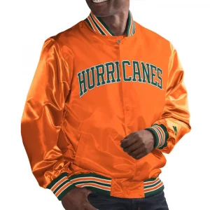 Miami Hurricanes Bomber Orange Satin Jacket