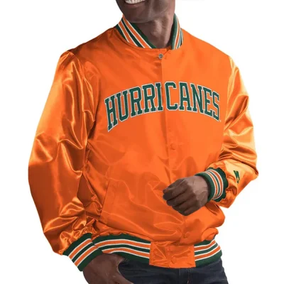 Miami Hurricanes Bomber Orange Satin Jacket