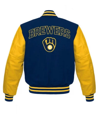 Milwaukee Brewers Blue and Yellow Letterman Jackets