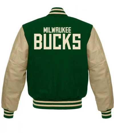 Milwaukee Bucks Letterman Beige and Green Jackets