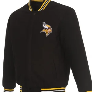 Minnesota Vikings Black Wool Bomber Jacket