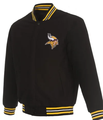 Minnesota Vikings Black Wool Bomber Jacket