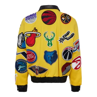 NBA Collage Wool & Leather Yellow Jackets