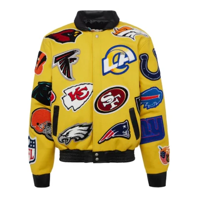 NFL Collage Wool & Leather Yellow Jacket
