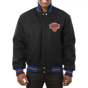 NY Knicks Black Wool Varsity Jacket