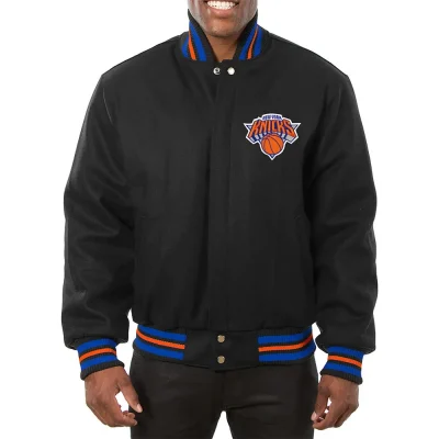 NY Knicks Black Wool Varsity Jacket