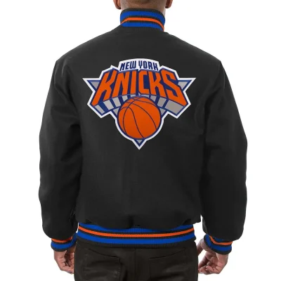 NY Knicks Black Wool Varsity Jackets