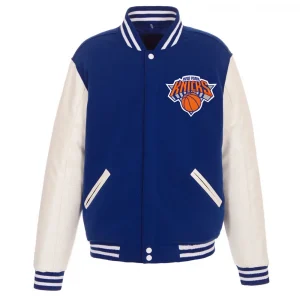NY Knicks Blue and White Varsity Jacket