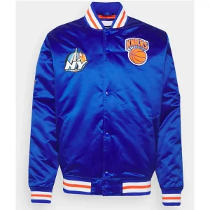 NY Knicks Champ City Training Royal Blue Satin Jacket