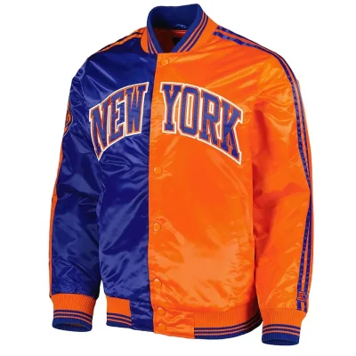 NY Knicks Fast Break Blue & Orange Satin Jacket