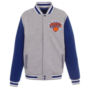 NY Knicks Gray and Royal Varsity Wool Jacket