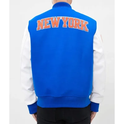 NY Knicks Logo Varsity Royal and White Jackets