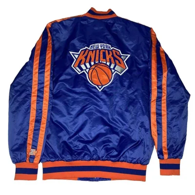 NY Knicks Striped Blue Satin Jackets