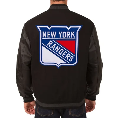 NY Rangers Two Hit Charcoal & Black Varsity Jackets
