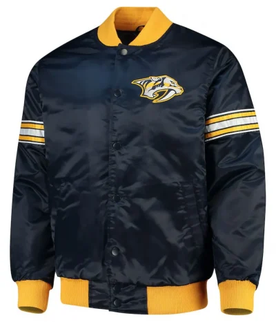 Nashville Predators Starter Blue Satin Jacket