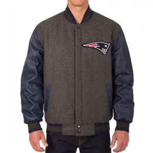New England Patriots Charcoal and Blue Varsity Jacket