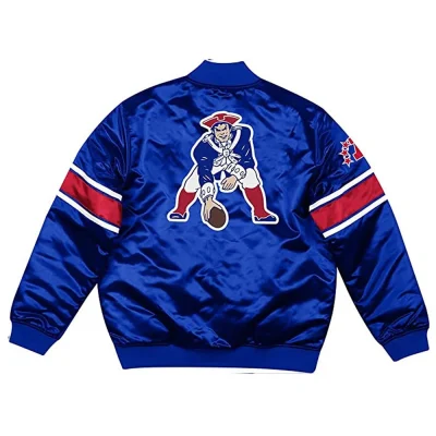 New England Patriots Classic Logo Royal Satin Jackets