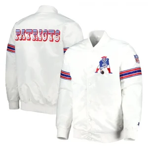New England Patriots The Power Forward Satin White Jacket