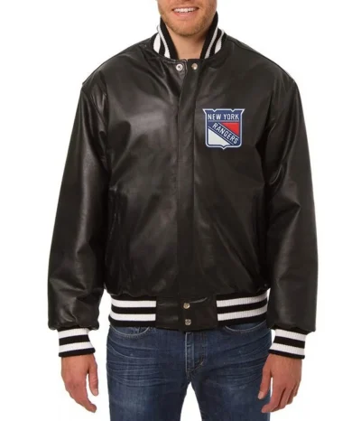 New York Rangers Varsity Bomber Leather Jacket
