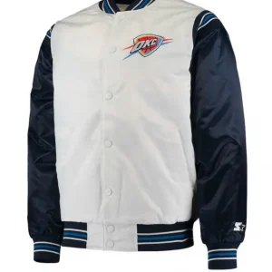 Oklahoma City Thunder Starter Blue and White Satin Jacket