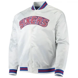 Philadelphia 76ers Sixers Satin White Jacket