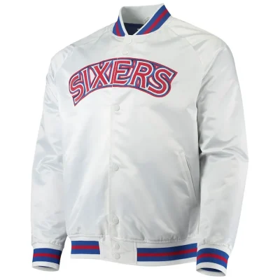 Philadelphia 76ers Sixers Satin White Jacket