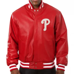 Philadelphia Phillies Letterman Red Leather Jacket