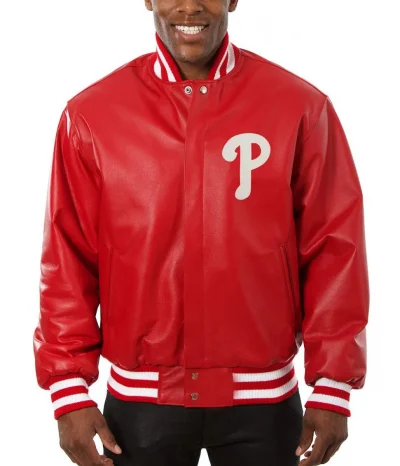 Philadelphia Phillies Letterman Red Leather Jacket