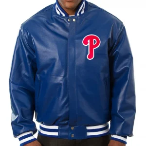 Philadelphia Phillies Letterman Royal Blue Leather Jacket