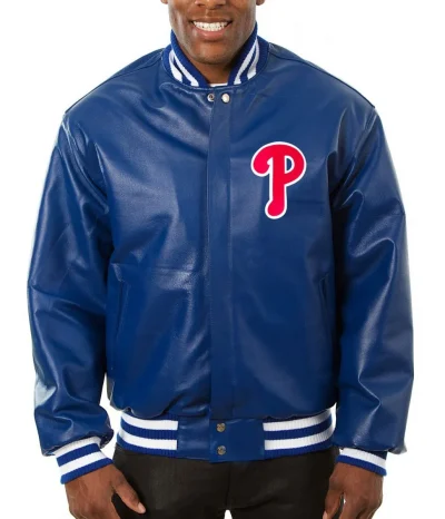 Philadelphia Phillies Letterman Royal Blue Leather Jacket