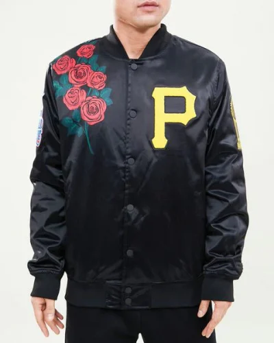 Pittsburgh Pirates Rose Satin Black Jackets