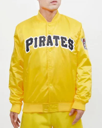 Pittsburgh Pirates Wordmark Yellow Satin Jacket