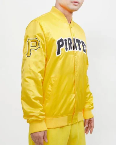 Pittsburgh Pirates Wordmark Yellow Satin Jackets