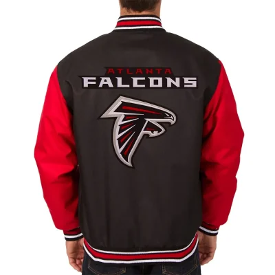 Poly Twill Atlanta Falcons Varsity Black and Red Jackets