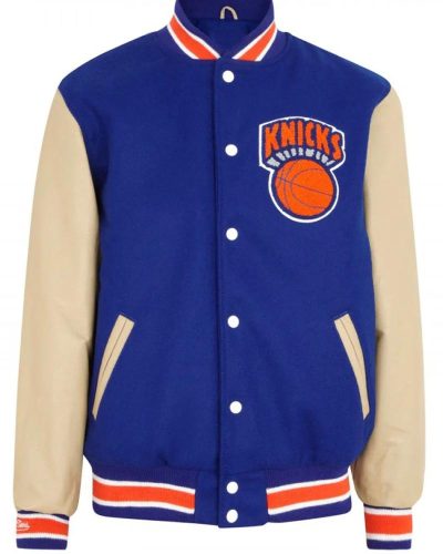 Men’s New York Knicks Blue Letterman Jacket